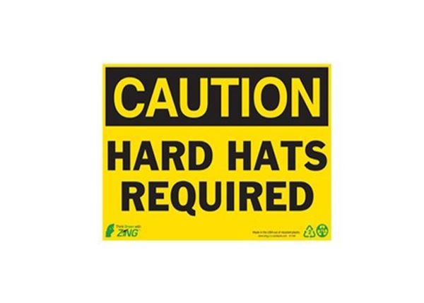 7X10 POLY CAUTION HARD HATS RE