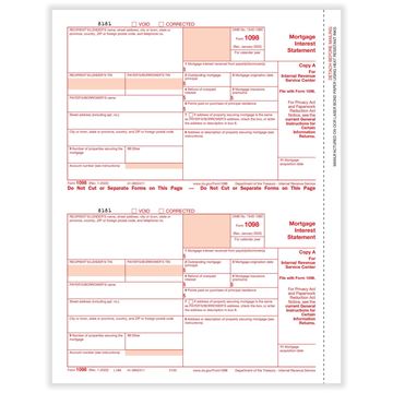 LASER 1098-Mortgage Interest, 2-Up, Fed Copy A/25 PER PK
