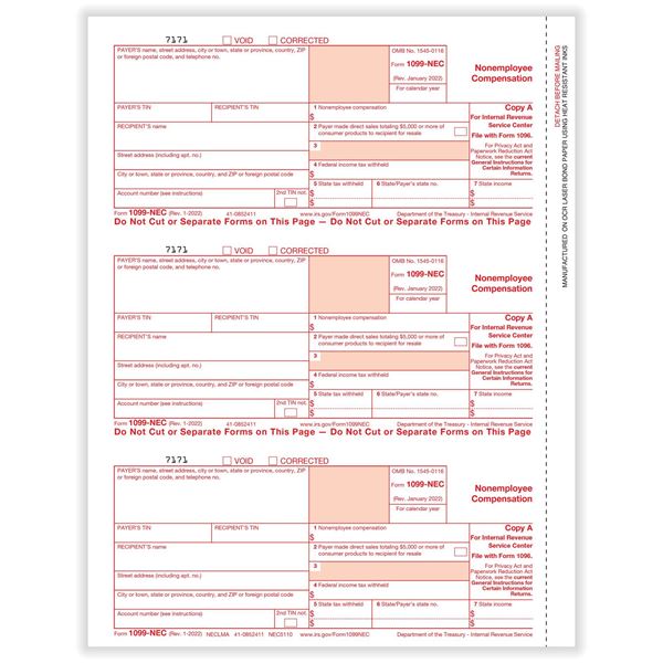 LASER 1099NEC COPY A/25 PER PK