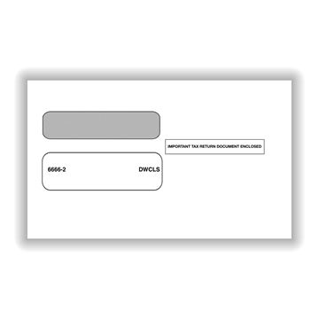 Double Window Envelope for official 2Up W2's Self Seal