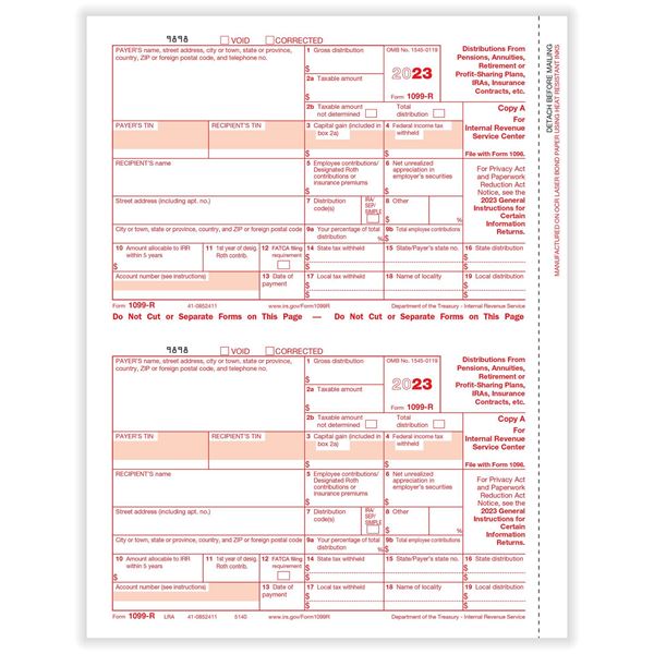 1099R RETIREMENT FED COPY A CUT SHEET/1000 per CTN