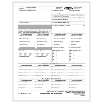 W2C STATEMENT OF CORRECTED INCOME EMPLOYEE COPY 2 OR C CUT SHEET/500 per CTN