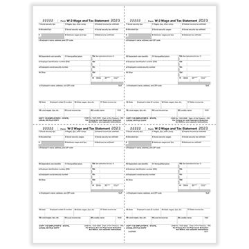 W2 EMPLOYER 4UP BOX COPY D OR 1 STATE/CITY OR LOCAL CUT SHEET (W STYLE)/500 per CTN