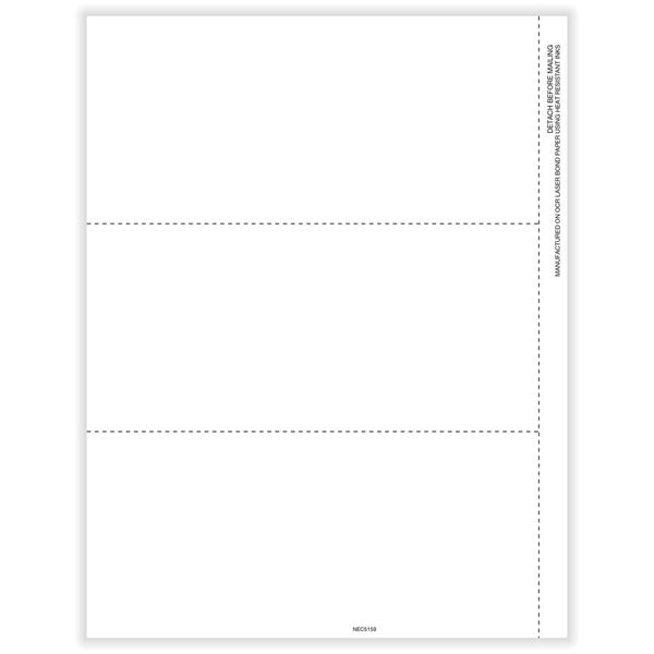 1099 NEC 3UP BLANK W/ COPY B BACKER CUT SHEET W/ STUB/1500 per CTN