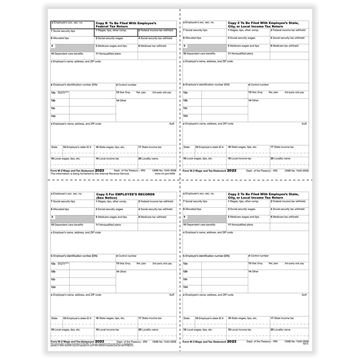 W2 EMPLOYEE 4UP BOX COPY B,C,2 AND 2 OR EXTRA COPY CUT SHEET (T STYLE)/100 per PK