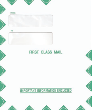Portrait Double Window Envelope (Moisture Seal), Software Compatible, 9-1/2" X 11-1/2"