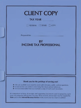 Client Copy Tax Folder Blue No Staple (50 Per Pack)