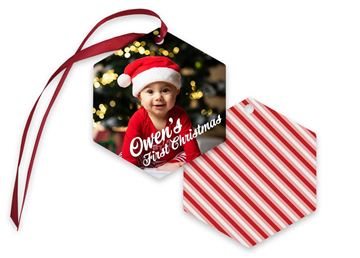 Custom Full Color Metal Ornament || Custom Awards & Gifts || Hexagon, 2 Sided