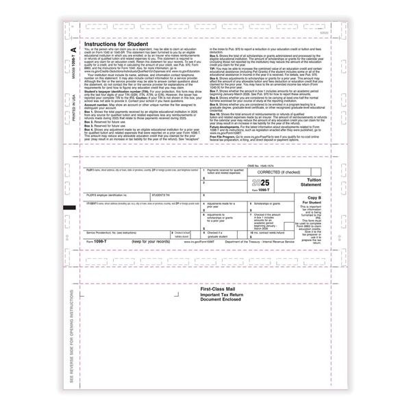 1098 T TUITION STATEMENT COPY B 11 Z FOLD/100 PER CTN
