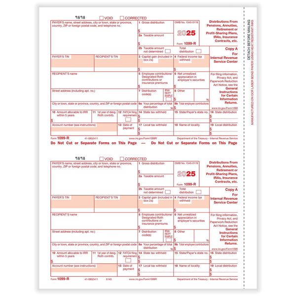 1099R RETIREMENT FED COPY A CUT SHEET/1000 per CTN