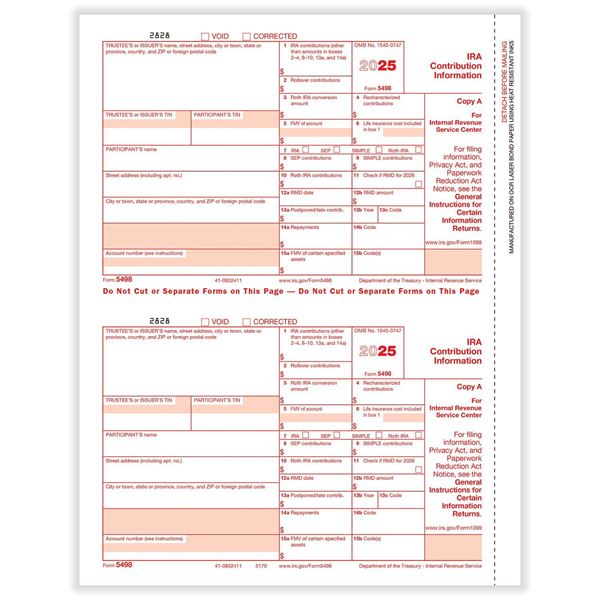 LASER 5498-IRA Federal Copy A