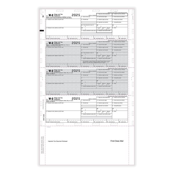 W2 4UP HORIZONTAL EMPLOYEE COPY B,C,2 OR EXTRA COPY 14" ECCENTRIC Z FOLD/500 per CTN