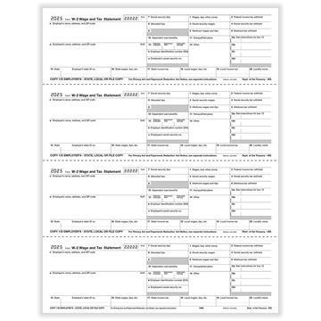 LASER W-2 4UP HORIZONTAL EMPLOYERS/25 per pk
