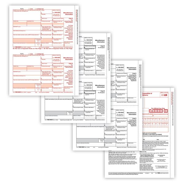 1099 MISC LASER PACKAGED SET 5PART (25 EMPLOYEES)/25 per PK