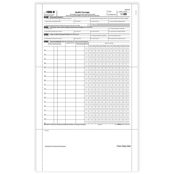 1095-B EMPLOYEE HEALTH COVERAGE 14" PRESSURE SEAL EZ FOLD BULK/500 per CTN