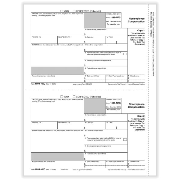1099 NEC-25/PK-3UP PAYER/STATE COPY C