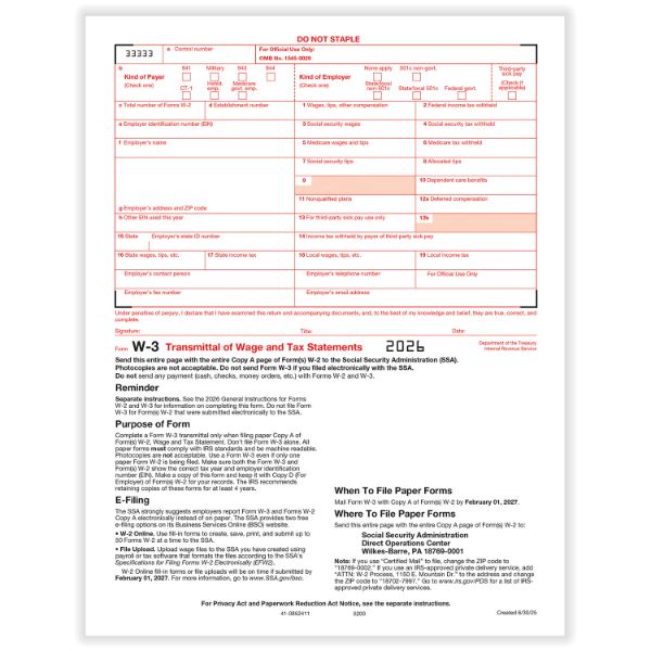 W3 Transmittal of Income Bulk PK