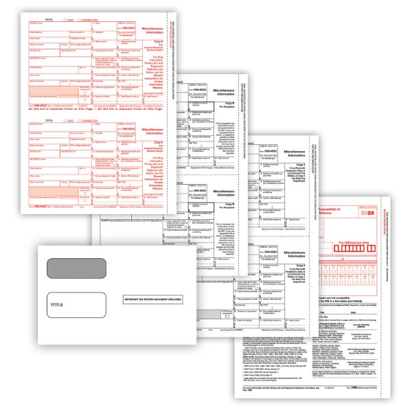 1099 MISC Laser Packaged Set 4part w/Envelope