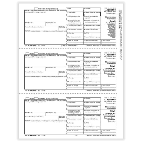 1099MISC-25/PK-MISCELLANEOUS REC COPY B, PAYER/STATE COPY C & STATE/EXTRA FILE COPY