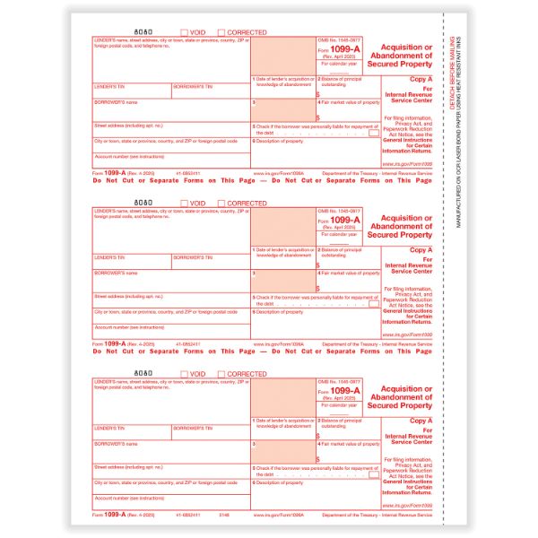1099A-50/PK-ACQUISITION FED COPY A CUT SHEET