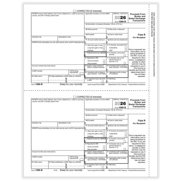 1099B-25/PK-BROKER REC COPY B CUT SHEET