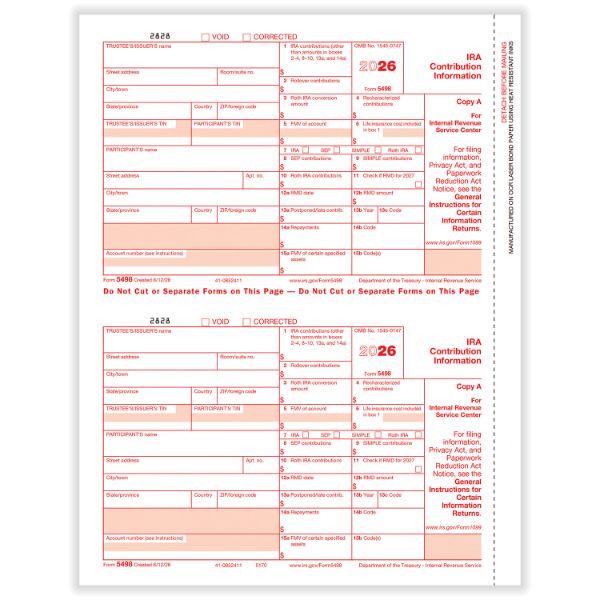 5498IRA-25/PK-CONTRIBUTION FED COPY A CUT SHEET