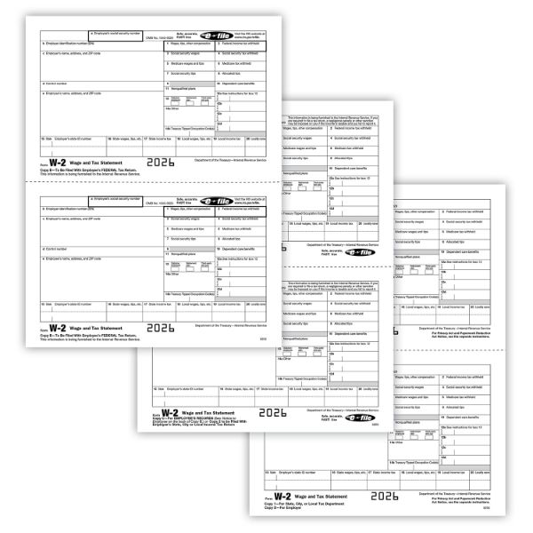 W2 LASER PRINTED PACKAGED SET 5PART ELECTRONIC 2UP (50 EMPLOYEES)/50 per PK