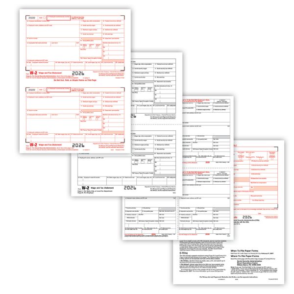 W2-25/PK-LASER PRINTED SET 4PART ALTERNATE PACKAGE (25 EMPLOYEES)