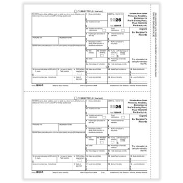 1099R-500/CTN-RETIREMENT REC COPY C AND/OR STATE, CITY OR LOCAL COPY CUT SHEET