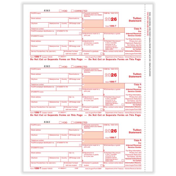 1098T-500/CTN-TUITION PAYMENTS STATEMENT FED COPY A CUT SHEET