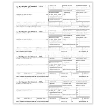 W2 EMPLOYEE 4UP HORIZONTAL COPY B,C,2,2 OR EXTRA COPY CUT SHEET/500 per CTN