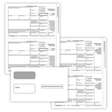 1099 MISC LASER PRINTED PACKAGED SET 3PART ELECTRONIC FILING 2UP WITH ENVELOPE (50 EMPLOYEES)/50 per PK