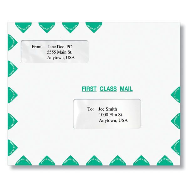 Landscape Small Double Window Envelope (Moisture Seal), Software Compatible, 9-1/2" X 11-1/2"